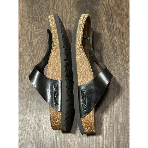 Birkenstock Woman’s Gizeh Glossy Black Birko-Flor Thong Sandals Size 37 US 6 - Picture 3 of 7